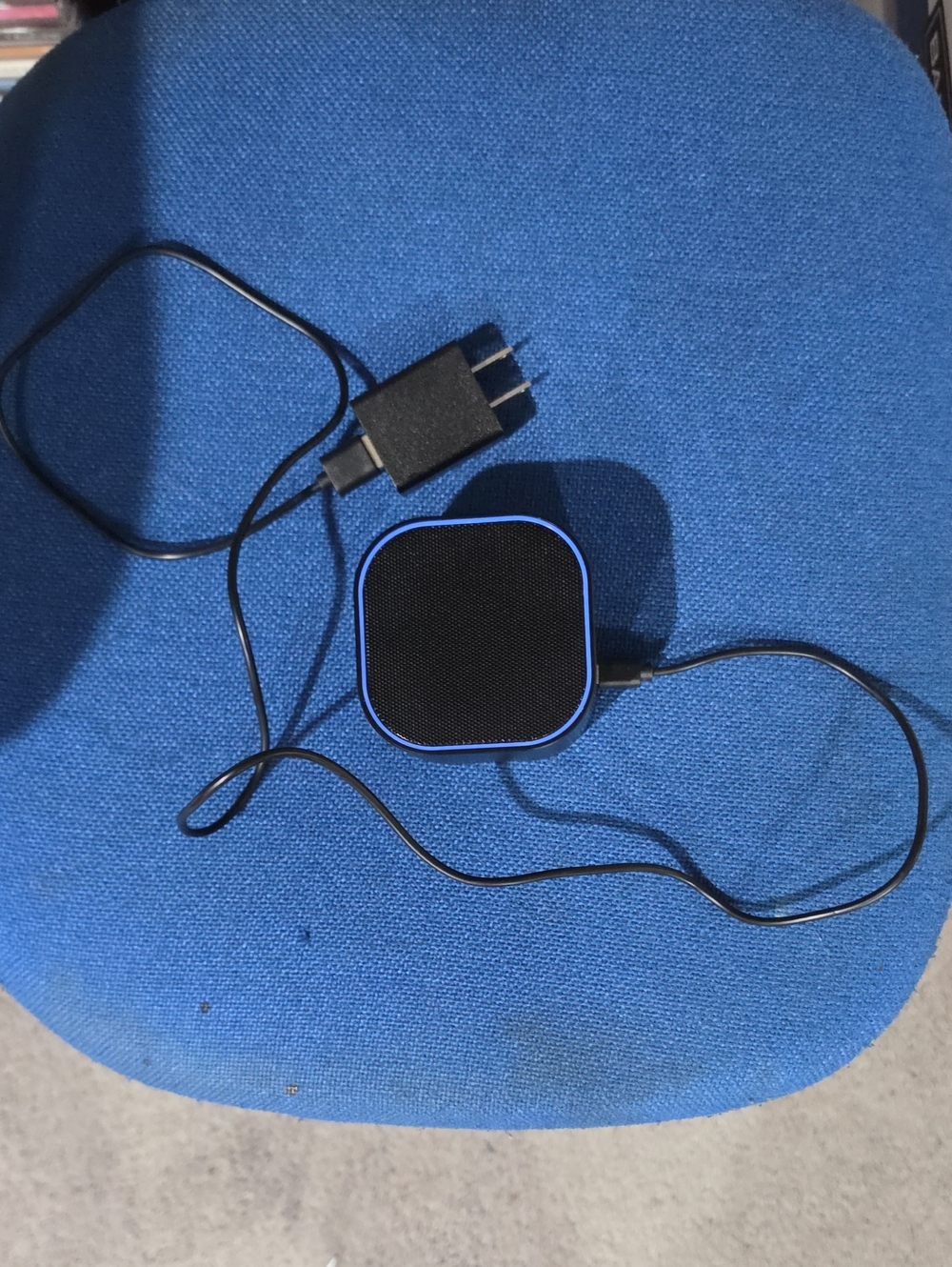 Compact White Noise Machine - Travel - Portable-  Black with Blue Trim